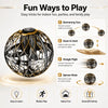 Black gold Flyokay MemoOrb LED flying ball displaying custom text, photos, patterns, and GIF animations