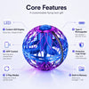 Flyokay MemoOrb blue purple LED flying ball with custom LED display, app control, play modes, built-in memory, and USB-C charging